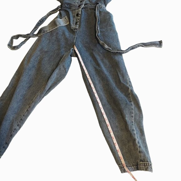 SHE + SKY Denim Jeans Belted Jumpsuit Size M - Picture 7 of 7